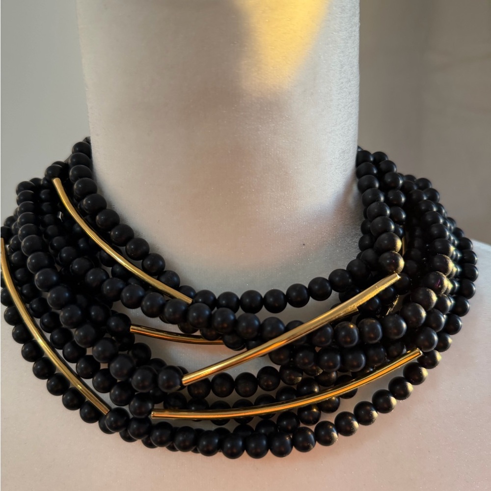 Fairchild Baldwin: Black and Gold Beaded Necklace